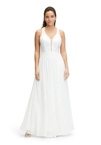 Vera Mont Damen Abendkleid mit Pailletten 34, Rohweiß in weiß von Vera Mont