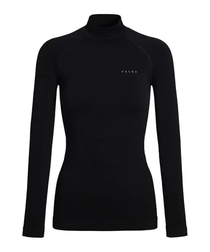 FALKE Damen Baselayer-Shirt Maximum Warm High Neck W L/s Sh Funktionsmaterial schnelltrocknend 1 Stück, Schwarz Black 3000 Trend, XS
