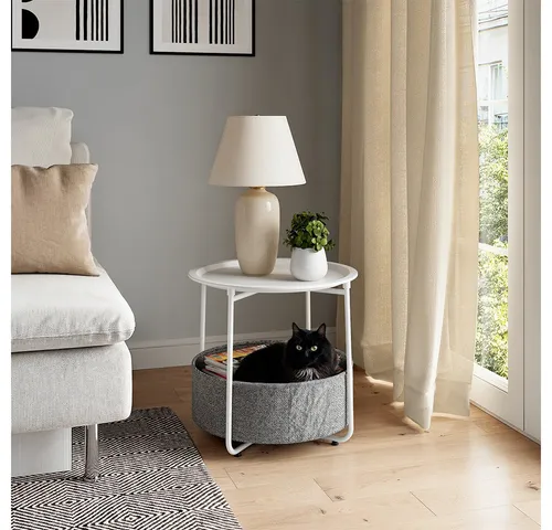 Vicco Couchtisch Liva, Beistelltisch, Weiß, 47 x 50 cm - Beistelltisch für Wohnzimmer, pulverbeschichtet aus pflegeleichtem Stahl, ideal für stilvolles Wohnen und vielseitig einsetzbar.