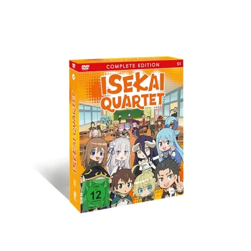Crunchyroll DVD Isekai Quartet - 1. Staffel - Gesamtausgabe [DVD] - Entdecke das chaotische Abenteuer von bekannten Anime-Charakteren, die in einer Schule landen! Eine humorvolle Kurzserie, die Fans von Belletristik und Cartoons begeistert. Ideal für Anime-Liebhaber!