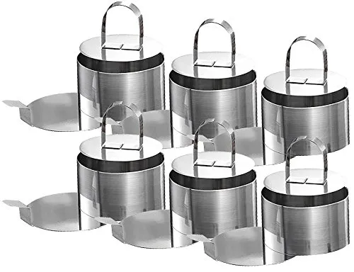 Rosenstein & Söhne Servierringe: 6er-Set: Dessert-/Speisering mit Heber und Stampfer (Ringe zum Anrichten, Servierringe Set, Backblech)