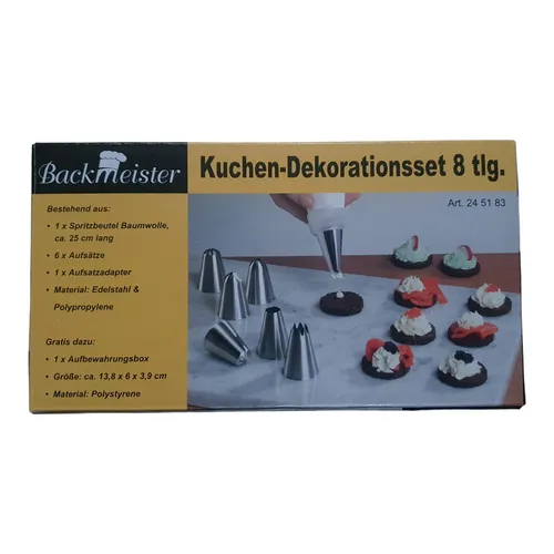 Westfalia Backmeister Kuchen-Dekorationsset Spritzbeutel Garnierspritze 8tlg.