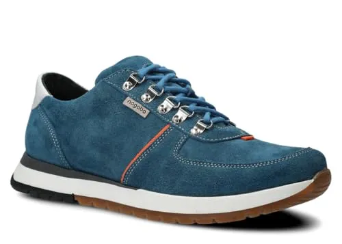 nagaba - Sportschuhe Herren - Sneakers Herren - Herrenschuhe Leder - Halbschuhe, Schnürschuhe, für Herbst, Frühling - Lederschuhe für Männer, Jungs - Modell 460, Veloursleder - Blau - 43