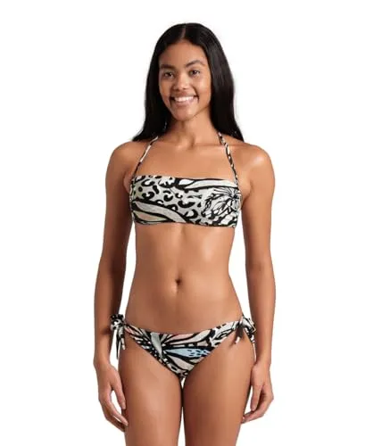 ARENA Damen Water Print Bandeau Bikini - Bademode für Damen, stylischer Bikini mit lebendigen Prints und extra weichem, schnelltrocknendem Material. Ideal für höchsten Tragekomfort beim Schwimmen und am Strand. Umweltfreundliches Material, 100% recyceltes Polyamid.