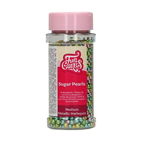 FunCakes Sugar Pearls Zuckerstreusel, Metallic Harlekin, 80 g