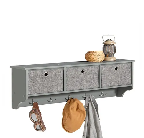 SoBuy Wandgarderobe Grau aus Holzwerkstoff in grau von SoBuy
