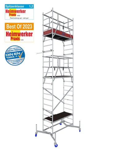 KRAUSE ClimTec Gerüst 7,00 m mit Rollen 125 mm - Werkstattausrüstung-Zubehör, neue DIN EN 1004-1 Norm für Sicherheit und Stabilität, ideal für professionelle Anwendungen.