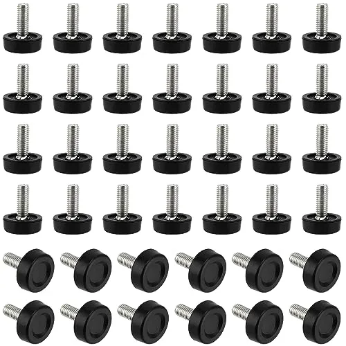 CHUEHKAK 40 Stück Stellfüße M8, Tisch Schraubfüße 20mm, Stellfüße Höhenverstellbar, Gewindefüße, Möbelfüße Verstellbar, Verstellschraube, Kunststoff zum Anschrauben an Möbeln Schwarz