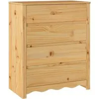 vidaXL Kommode DRAMMEN – 76,5x40x91 cm aus massivem Kiefernholz - Elegante Kommode in sauerstoffbraunem Finish, ideal für Schlafzimmer und Wohnzimmer. Vier geräumige Schubladen bieten viel Stauraum und halten dein Zuhause ordentlich.