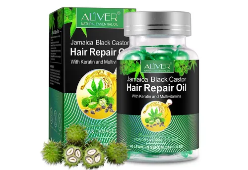 ALIVER Haaröl Rizinusöl Haarwachstum Haarpflege in Kapseln Bart Bio Vegan, 1-tlg.