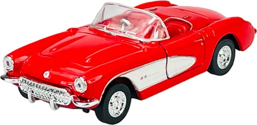 DROMADER Welly Chevrolet Corvette C1 Cabrio Rot Offen 1953-1962 1/34-1/39 Die Cast Metall Modell Auto Neu im Kasten