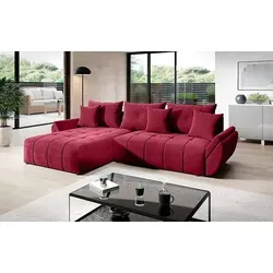 Vigo Velvet Monolith Ecksofa in L-Form 280 cm x 190 cm in rot von Easy Furniture