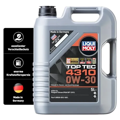 LIQUI MOLY 3736 Top TEC 4310 0W-30 Motoröl - Hochwertiges 5-Liter Leichtlauf-Motoröl für optimale Leistung und Schutz. Ideal für moderne Motoren, erfüllt höchste Standards und sorgt für hervorragende Schmierung.