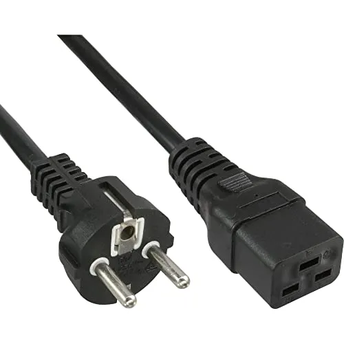 InLine 16658D Netzkabel 16A, Schutzkontakt gerade auf Kaltgerätestecker IEC320/C19, 1m