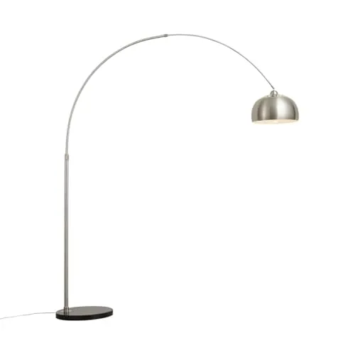Qazqa Stehlampe Booglamp XXL, Modern und Flexibel - Standleuchten aus Edelstahl, 1-flammig, Höhe bis 220 cm verstellbar, ideal für stilvolle Innenräume.
