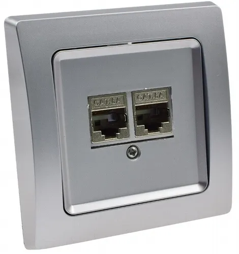 CT22791 Delphi Netzwerkdose silber mit Rahmen 2x CAT6