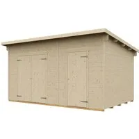 Gartenhaus SKAN HOLZ Flex mit Fußboden, 480 x 340 cm - Geräumiges Gartenhaus mit Pultdach und robustem Holzmaterial, ideal für die Aufbewahrung von Gartengeräten und als zusätzlicher Stauraum.