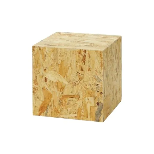 DECORATIVO Dekosäule OSB, Blumensäule Wohnzimmer, Pflanzenständer, Podest Deko, Loft Design, Stabiler Sockel, Natürliche Optik, 30x30x30 cm