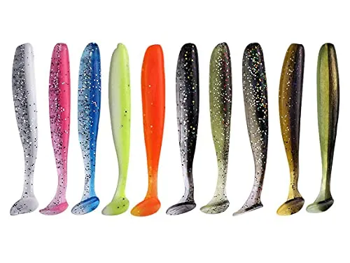 Njord Kalastus Zander Gummiköder Set | Gummiköder Zander in 8 fängigen Farben | Dropshot geeignet | Mini Gummifische Set | Ultra Light Gummi Köder für Forelle, Barsch, Zander (10 Stück 10cm)