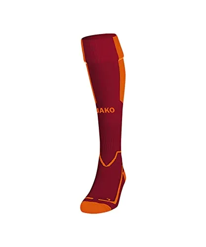 JAKO Unisex Stutzenstrumpf Lazio, Weinrot/Neonorange, 31-34