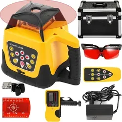 SucceBuy Rotary Laser Level Kit Red Beam 500M Reichweite Digital Self-Leveling mit Fernbedienung Empfänger Tragetasche