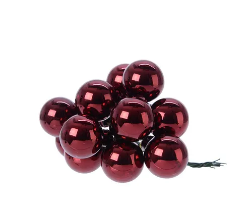 Kaemingk Weihnachtsbaumkugel, Weihnachtskugeln am Draht 2,5cm Glas 12 Stück - Ochsenblut glänzend