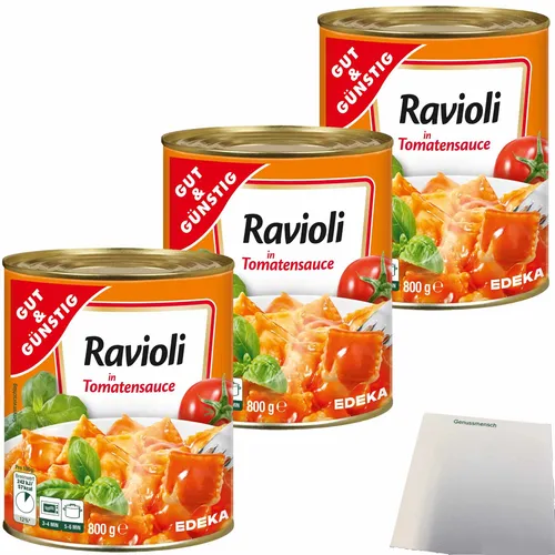 Gut&Günstig Ravioli in Tomatensauce gefüllte Teigtaschen 3x800g Dose usy Block