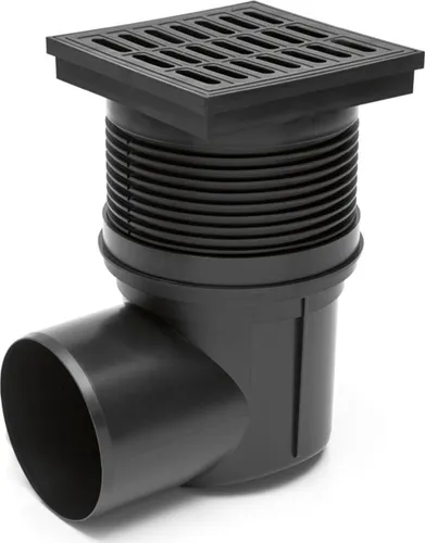 Chudej GmbH Hofablauf DN 110 - Hochwertiger Kellerablauf - Gartenentwässerung mit waagrechtem Abgang, Schmutzfangkorb und Trockengeruchsverschluß. Ideal für effiziente Entwässerung bis 130 l/min und belastbar bis 300 kg.