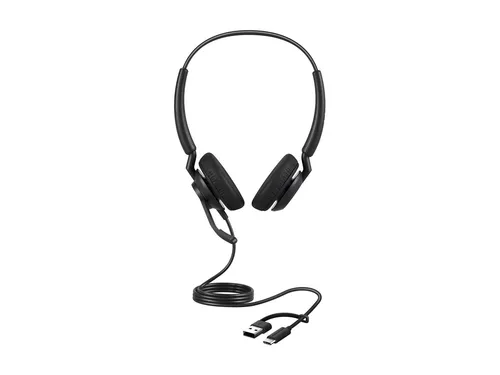 Jabra Headset Engage 40 MS Stereo - USB-C & USB-A Verbindung - On-Ear Stereo Headset mit geräuschisolierenden Hörmuscheln und SafeTone 2.0 zum Schutz vor Lärmspitzen. Ideal für Microsoft Teams, inklusive USB-Adapter und Reiseetui.