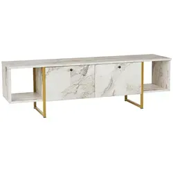 Vente-Unique TV-Board Derana, Weiß mit Marmor-Optik