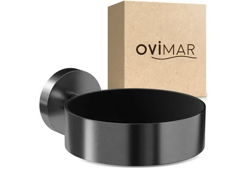 ovimar Mesmogtind Haartrocknerhalter aus Edelstahl - Stylischer Haartrocknerhalter in Gunmetal, ideal für eine ordentliche Aufbewahrung und einen modernen Look im Bad.