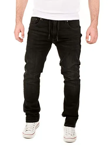 WOTEGA Noah - Slim Fit Denim Jogginghose für Herren - Schwarz (Phantom Black 3R4205) - Stylische Slim Fit Jogginghose in Jeansoptik, ideal für lässige Freizeitlooks. Das dehnbare Baumwoll-Stretch-Material bietet besten Komfort und Bewegungsfreiheit. Perfekt für entspannte Stunden oder aktive Tage!