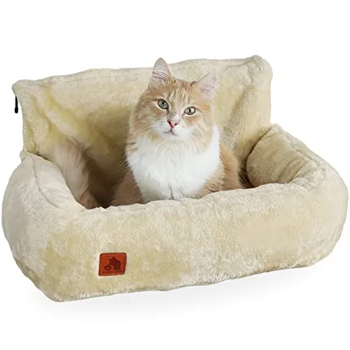 SCHLITZOHR Premium Katzenbett Lucky - Betten für Katzen: Kuschelige Heizungsliege mit extra viel Wattestoff für ultimativen Komfort, pflegeleicht mit waschbarem Bezug und stabil für Katzen bis 7,5 kg.