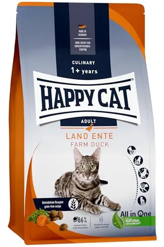Happy Cat 70566 - Culinary Adult Land Ente - Katzen-Trockenfutter für ausgewachsene Katzen und Kater - 1,3 kg Inhalt