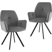 COSTWAY Drehstuhl Set, Samt, 360° drehbar, grau von Costway