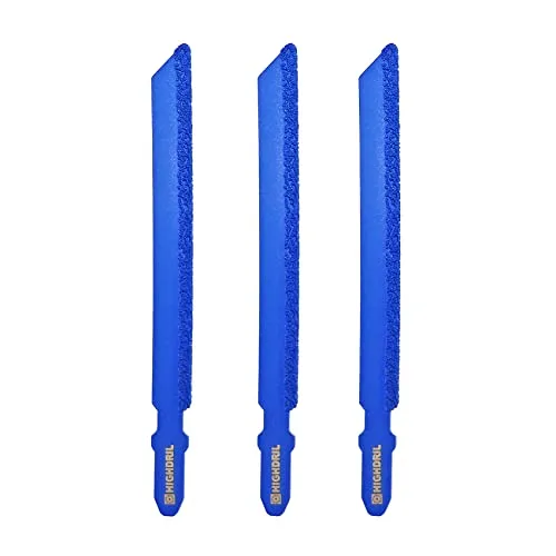 HIGHDRIL Diamant Stichsägeblatt 100mm – 5 Stück für gerade oder gebogene Schnitte Marmor Holz Kunststoff Glasfaser mit T-Schaft