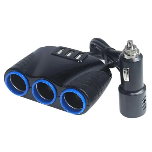 12V/24V KFZ Ladegerät Adapter mit 3 USB Steckdose 3 Fach 120W Auto Zigarettenanzünder Verteiler