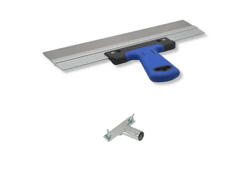 DEWEPRO Flächenspachtel 350x50mm mit 2K-Softgriff - Flächenspachtel mit ergonomischem 2K-Softgriff für maximalen Komfort und Kontrolle. Ideal für professionelle Spachtelarbeiten mit stabiler Aluprofil-Halterung und Bohrungen für Stielhalterung.