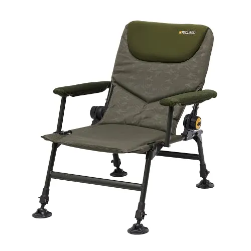 Prologic Inspire Lite-Pro Recliner Chair - Angelstuhl mit Armlehnen - Campingstuhl für Angler mit verstellbarer Sitzhöhe von 33-43 cm, leicht und bequem für lange Angeltage.