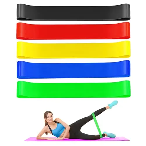 Fitnessbänder, 5 Stück Resistance Band Set in 5 Farben, 60cm Länge，5cm Breite für Gymnastikband,Widerstandsbänder für Yoga, Pilates, Gymnastik und Krafttraining