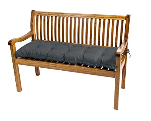 TexDeko® Garden Gartenbank-Auflage 90 x 40 x 8cm wasserabweisend UV - beständig mit Oeko-TEX Zertifikat gesteppt Bankpolster Bankkissen Polsterauflage Sitzpolster Bankauflage Sitzkissen (Anthrazit)