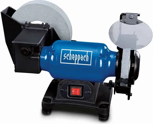 Scheppach Profi Nassschleifer BG200W - 250W Induktionsmotor für präzises Schleifen - Schleifmaschinen für Nass- und Trockenschliff, ideal für Heim- und Hobbyhandwerker. Leistungsstarker 250W Motor und wassergekühlter Schleifstein verhindern Ausglühen der Schneide.