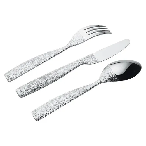 Alessi Dressed Besteckset 4 tlg. - Silber, elegantes Design - Besteck-Sets aus poliertem 18/10-Edelstahl, spülmaschinenfest und in Geschenkbox, ideal für stilvolle Anlässe und einzelne Erweiterungen.