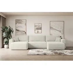 ALTDECOR Wohnlandschaft mit Schlaffunktion und Bettkasten ORRO-U 362x145x83cm HellgraU universal, links/rechts angeordnet Ecksofa U-Form Schlafsofa - Hellgrau/Grau