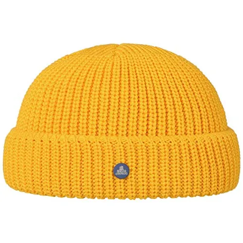 HAMMABURG Strick Dockermütze Beanie Wolle Made in Italy Damen Herren Herbst Winter gelb One Size