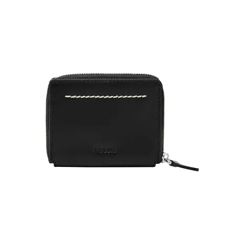 Fossil Geldbeutel Westover Zip CC Black - Damen Geldbeutel in Schwarz aus hochwertigem Leder, mit praktischem Reißverschluss für sicheren Stauraum und stilvolles Design.