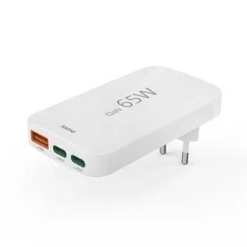 Schnellladegerät 00125144 - Ladegeräte mit 2x USB-C und 1x USB-A, flaches Mini-Design und 65 W PD für ultraschnelles Laden unterwegs.