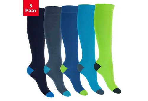 Footstar Langsocken Kinder Baumwoll Kniestrümpfe (5 Paar) abgesetzte Ferse/Spitze
