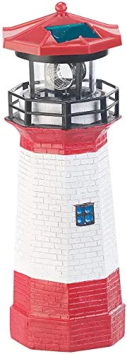 Lunartec Leuchtturm Garten: Solar-Deko-Leuchtturm mit LED-Licht & drehendem Reflektor, 6-Std.-Akku (Deko mit Beleuchtung, mit LED Beleuchtung, beleuchtet)