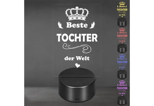 Lieblingsmensch LED Nachtlicht mit Gravur – Beste Tochter, individuelles Acryl-Accessoire - Individuelles Acryl-Nachtlicht mit hochwertiger Lasergravur, ideal als Geschenk zur Hochzeit oder zum Geburtstag. Farbwechsel und Fernbedienung für stimmungsvolle Beleuchtung im Wohnraum.